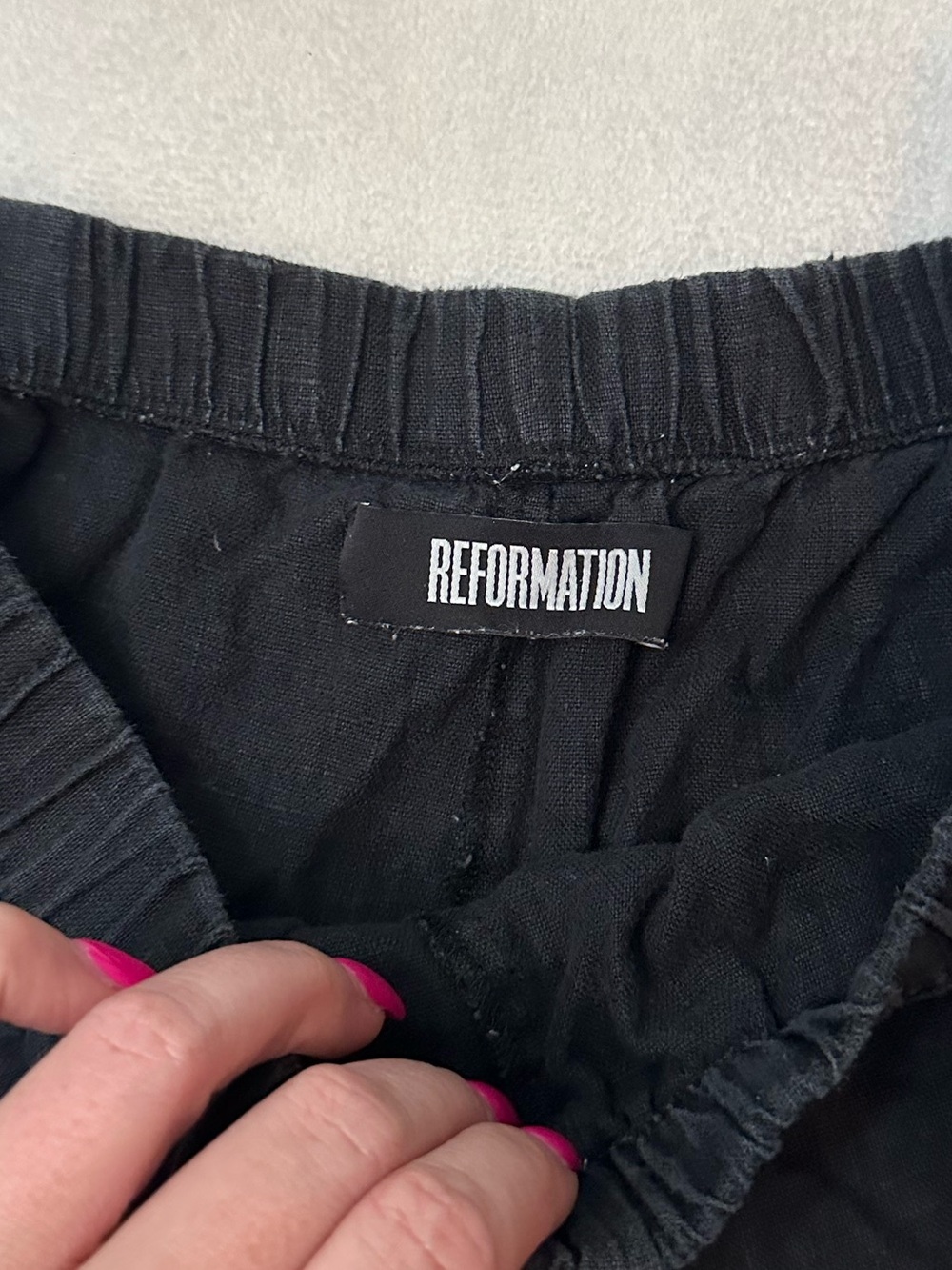 Reformation Women's Black Linen Lounge Shorts Size Medium 38796 - Picture 4 of 8